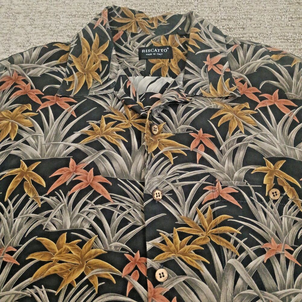 Riscatto Shirt XL Tropical Lightweight Flowy Hawaiian Shirt Eco Friendly Vintage